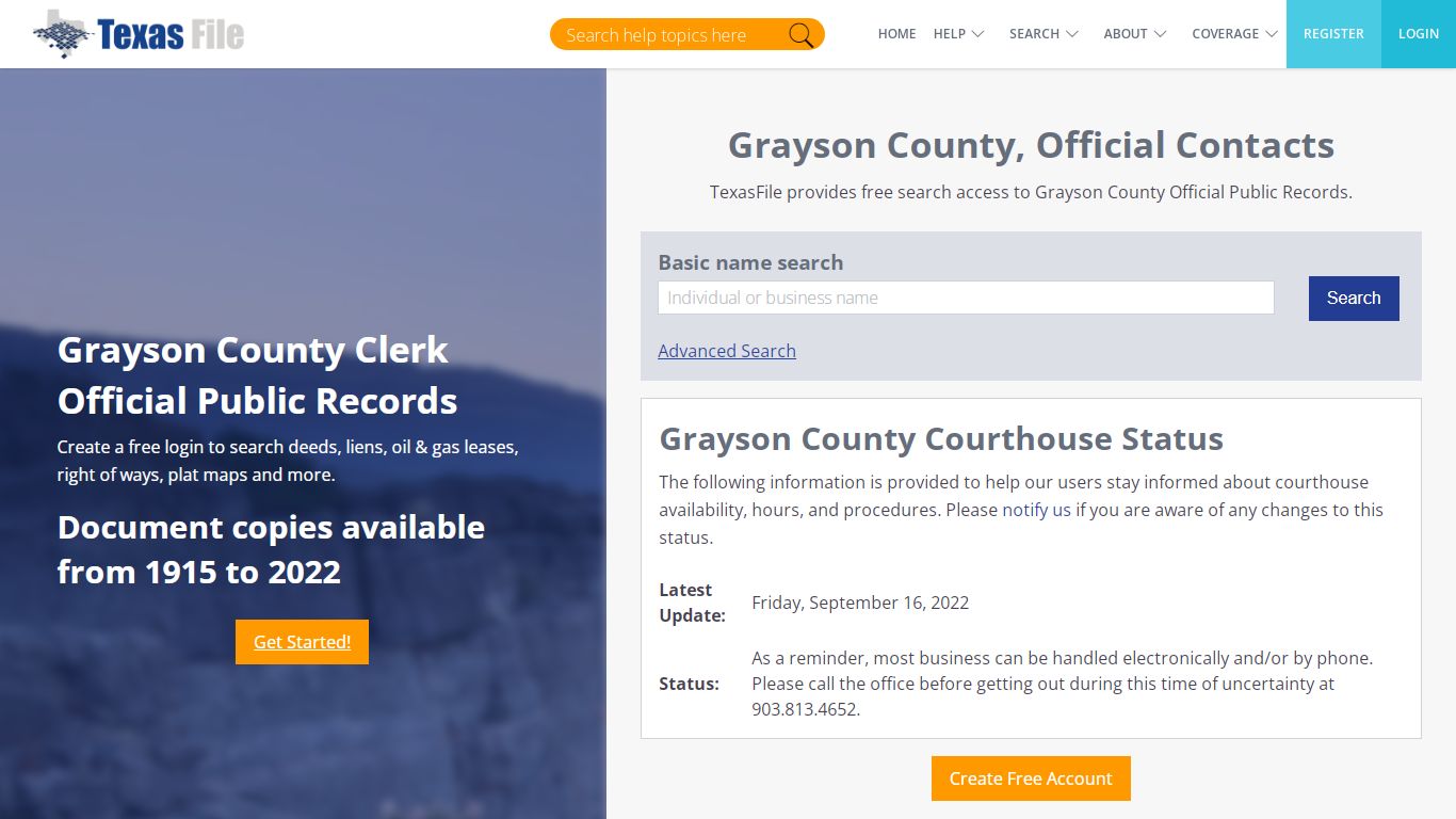 Grayson County Clerk Official Public Records | TexasFile