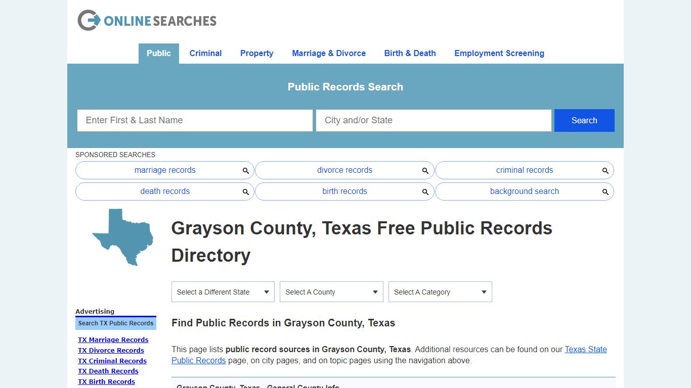 Grayson County, Texas Public Records Directory - OnlineSearches.com